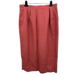 Vtg. Talbots Maxi Skirt 16 Pleated Coral 90s Pockets Italian Fabric Lined EUC